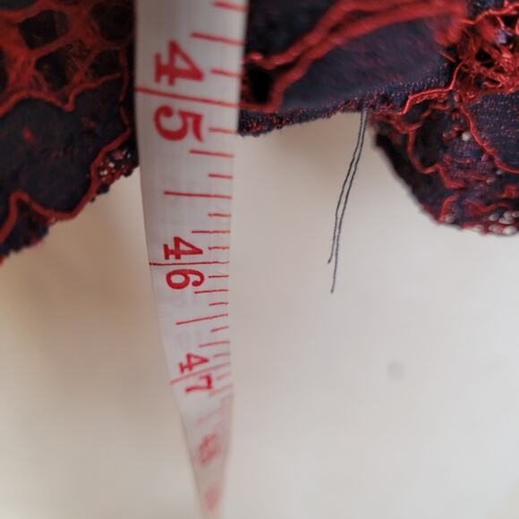 Mod Cloth A Night Like This blue and red lace ruffle hem halter dress Size 8 - Picture 14 of 15